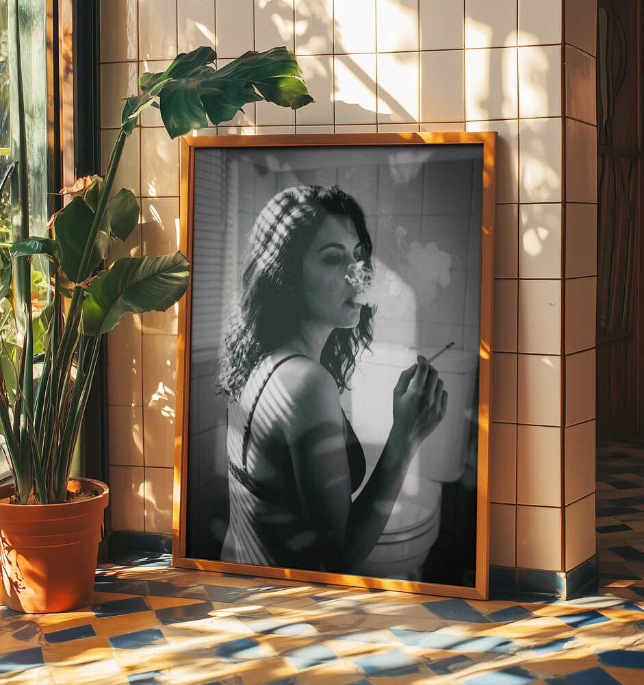 Smoking Woman in Shadows