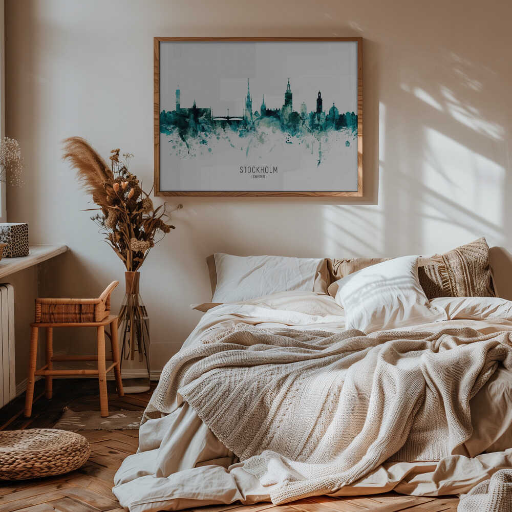 Stockholm Watercolor Skyline