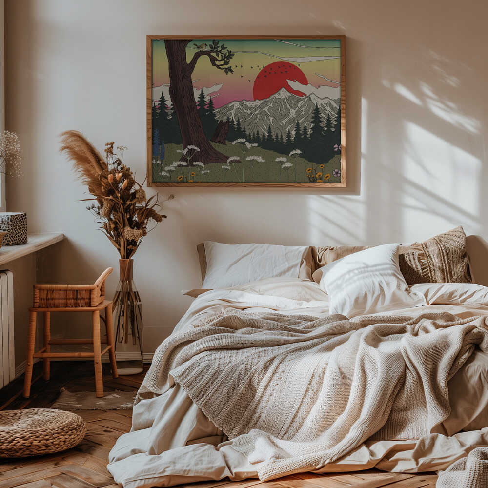 Red Sun Mountain Landscape