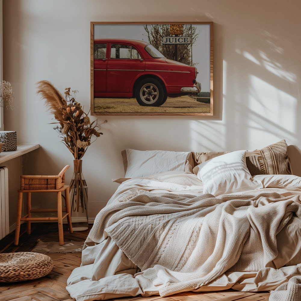 Red Vintage Car Juice Sign