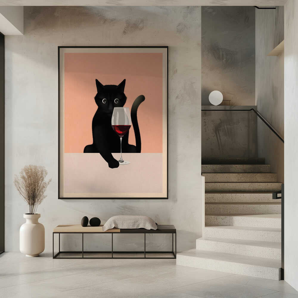 Svart katt och vinglas