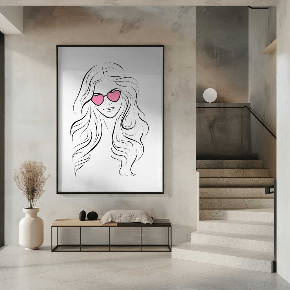 Girl with Heart Sunglasses