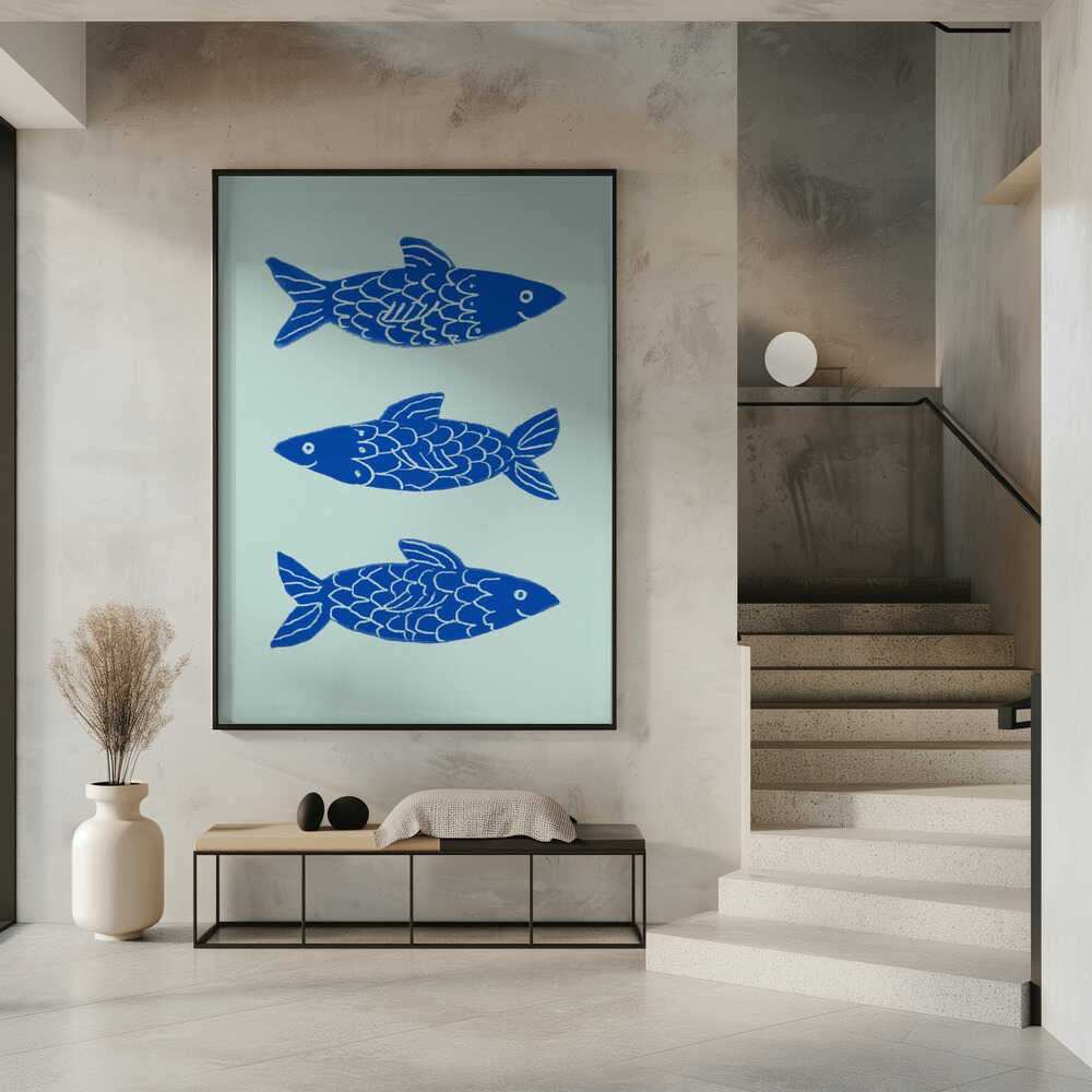 Tre blåa fiskar