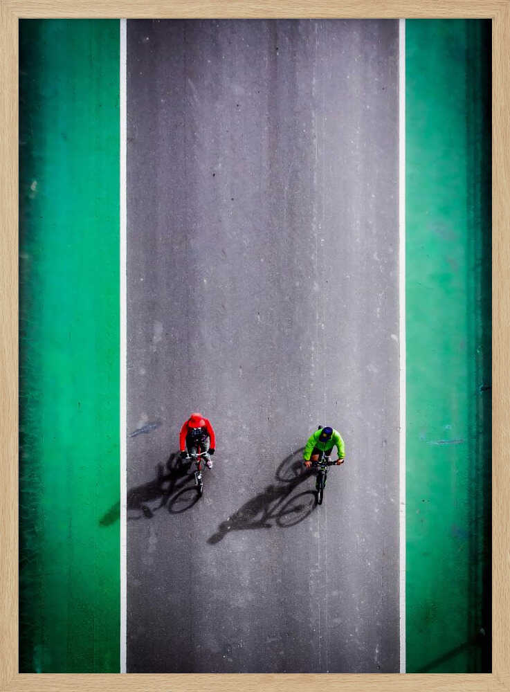 Overhead Cyclists Race