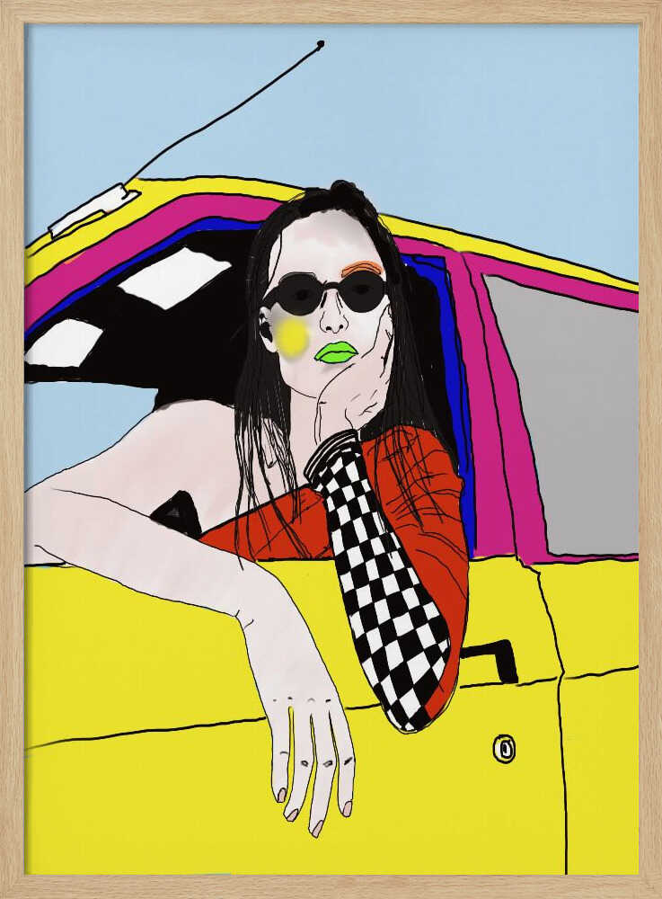 Cool Girl Yellow Car