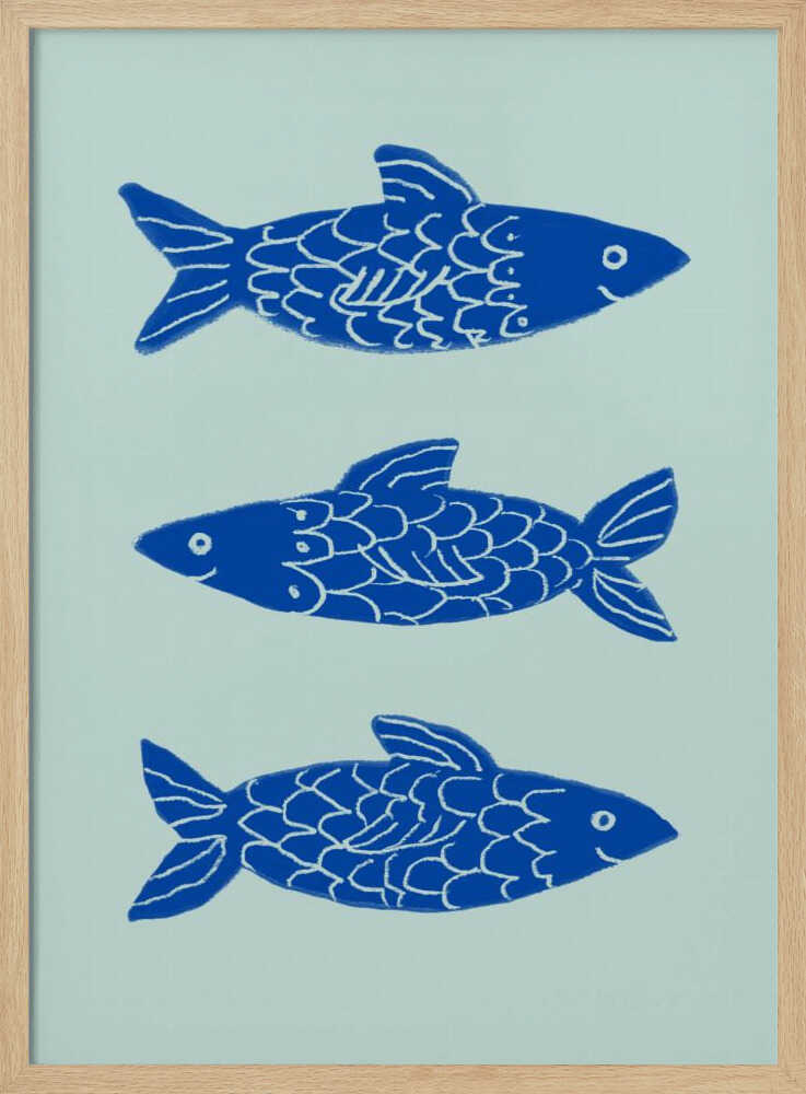 Tre blåa fiskar