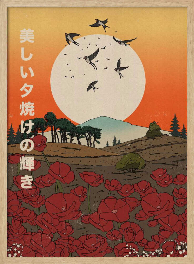 Japanese Swallows Sunset