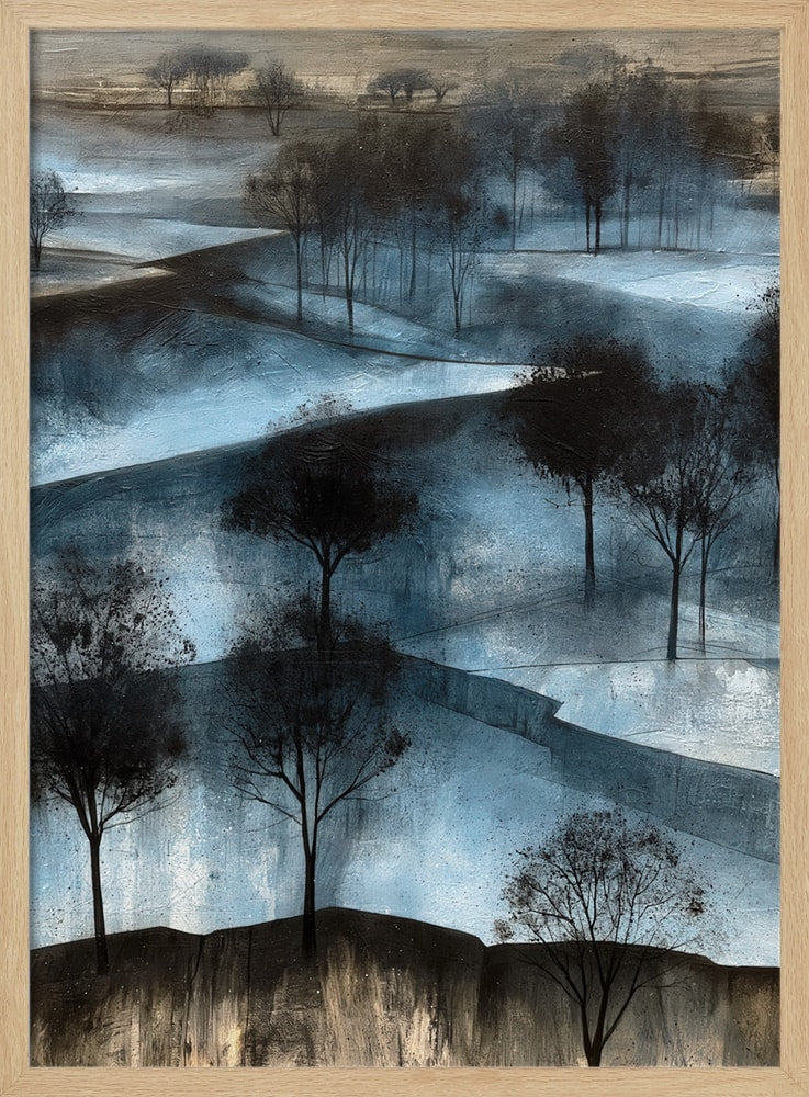 Misty Blue Winter Landscape