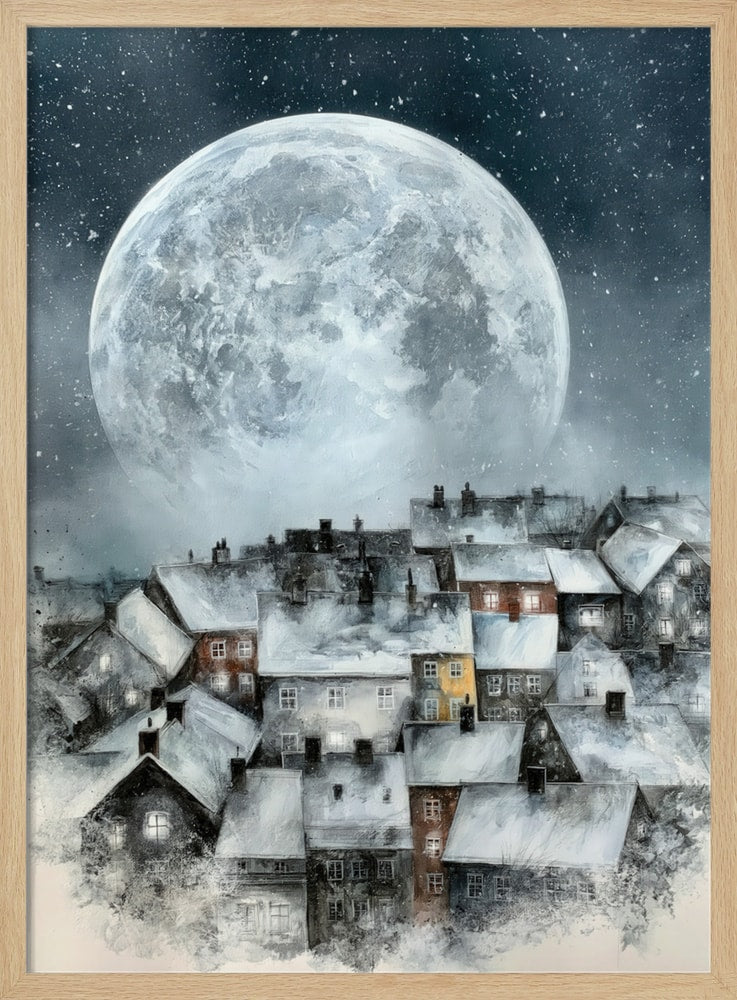 Moonlit Snowy Town