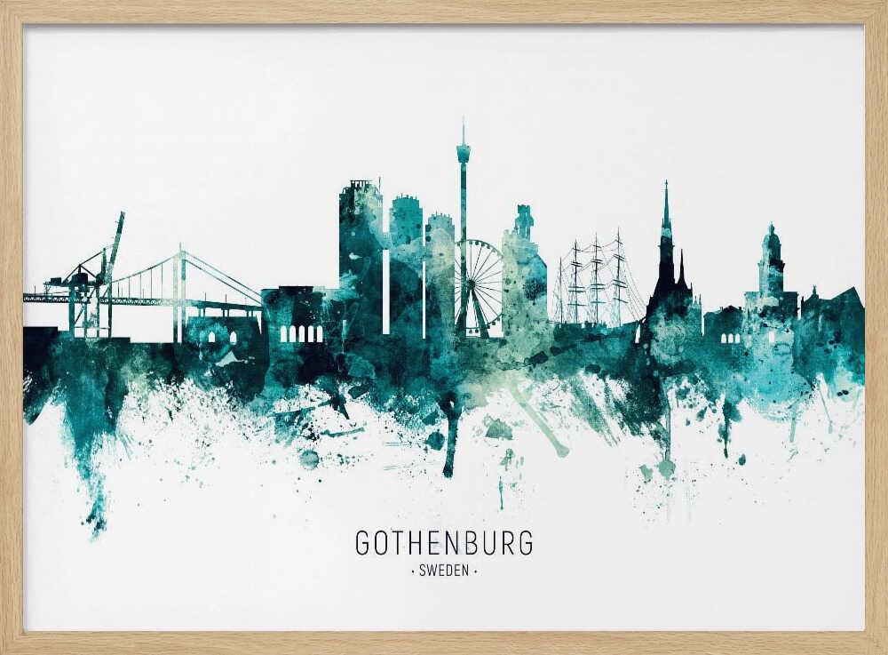 Göteborg Watercolor Skyline