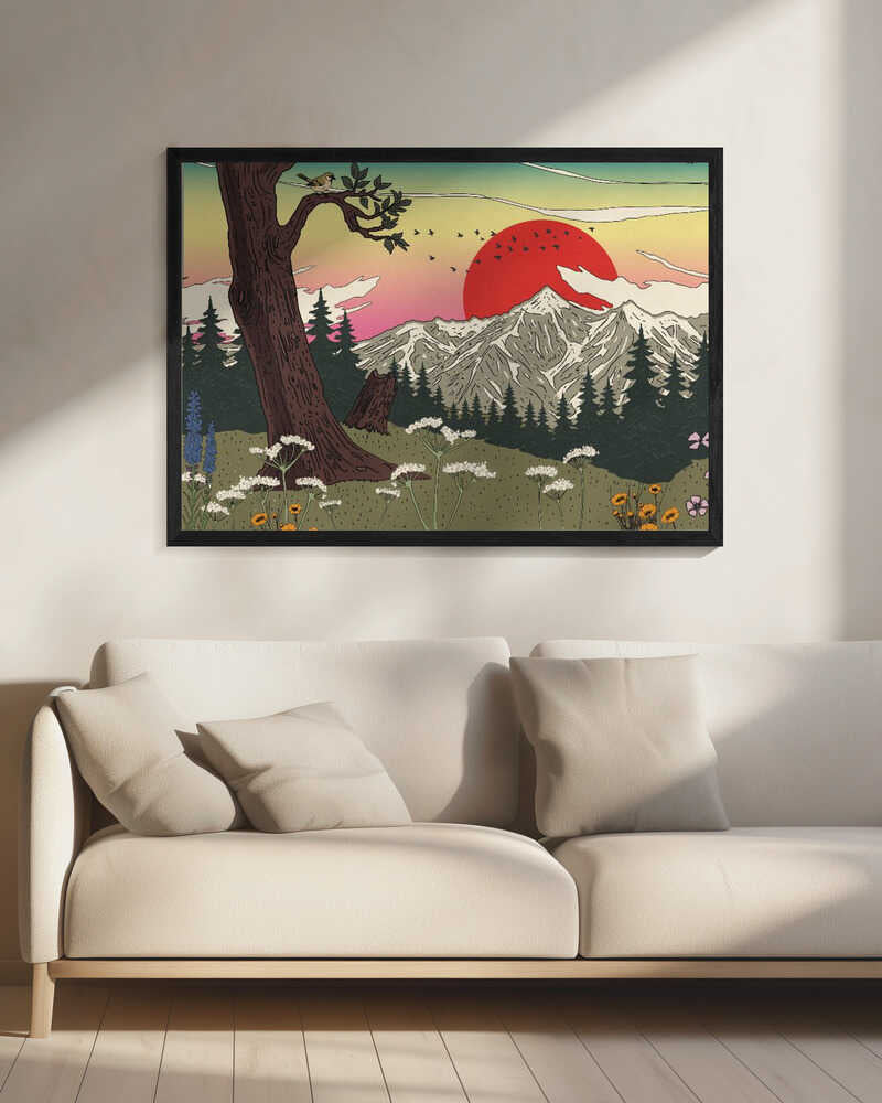 Red Sun Mountain Landscape