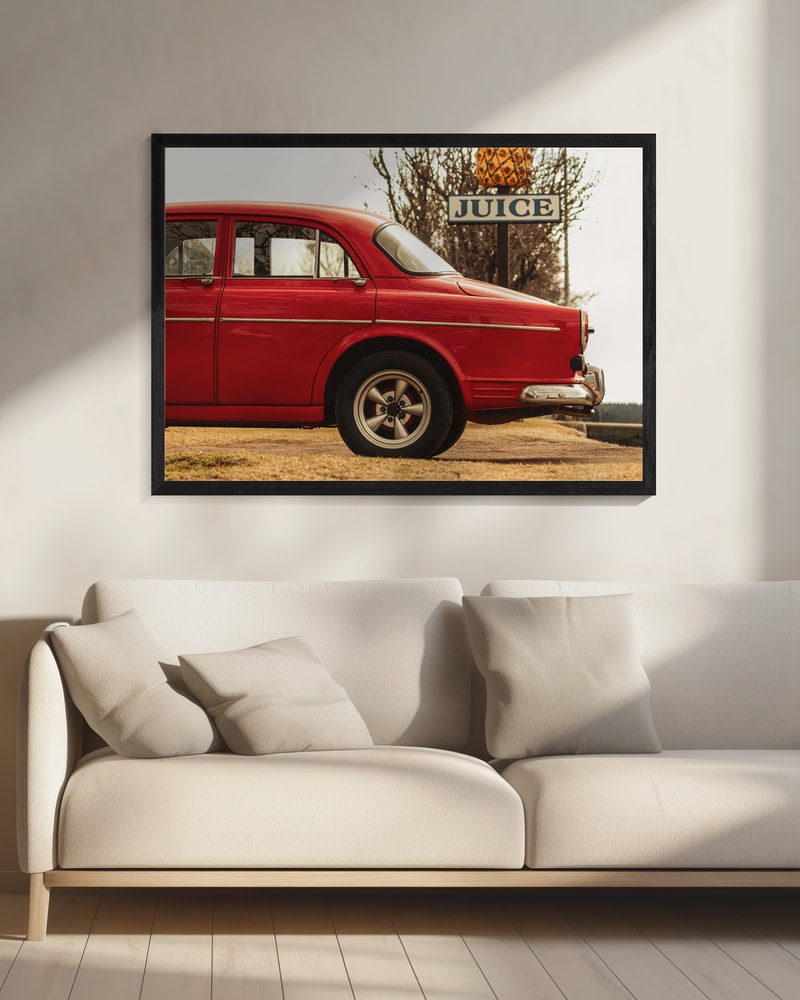 Red Vintage Car Juice Sign