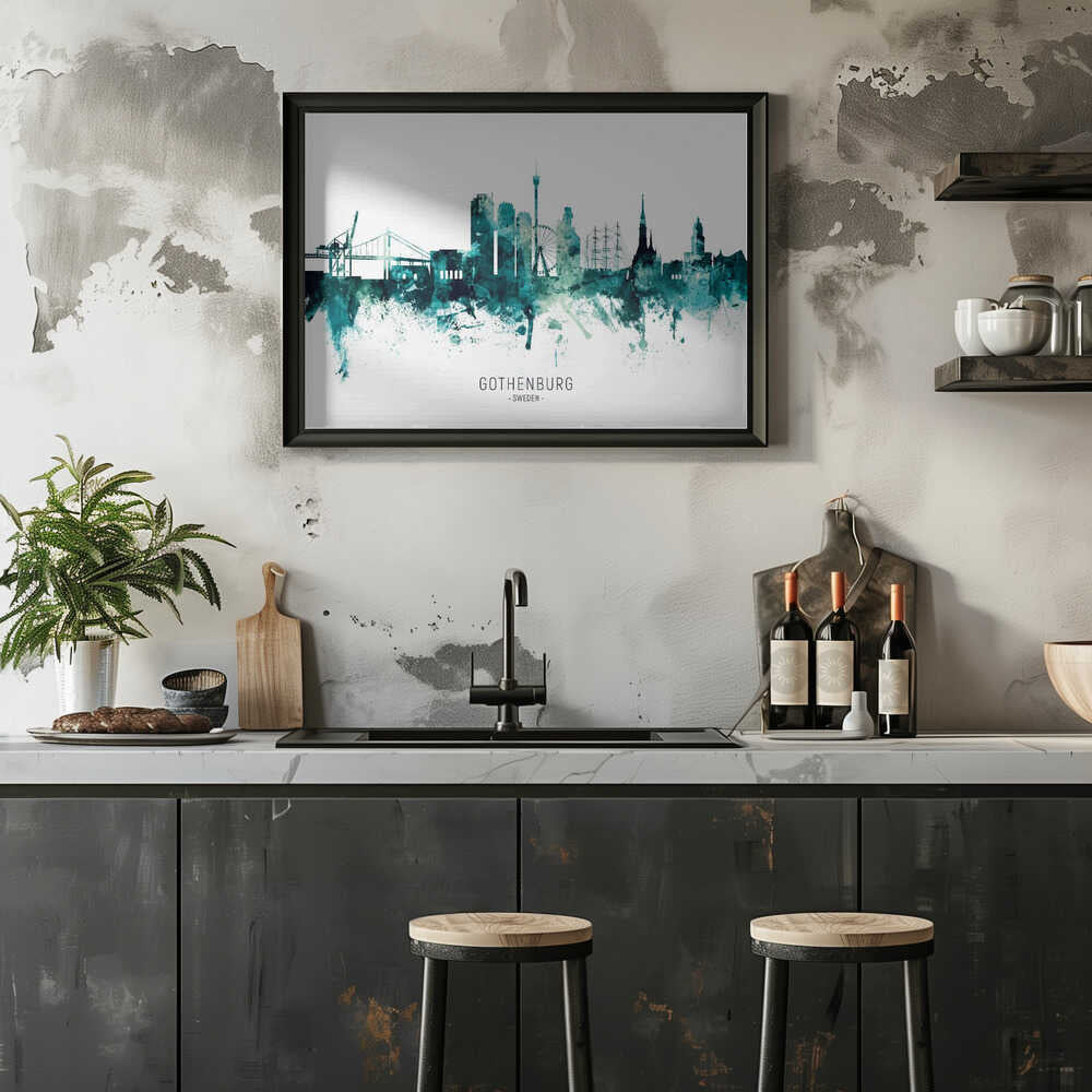 Göteborg Watercolor Skyline