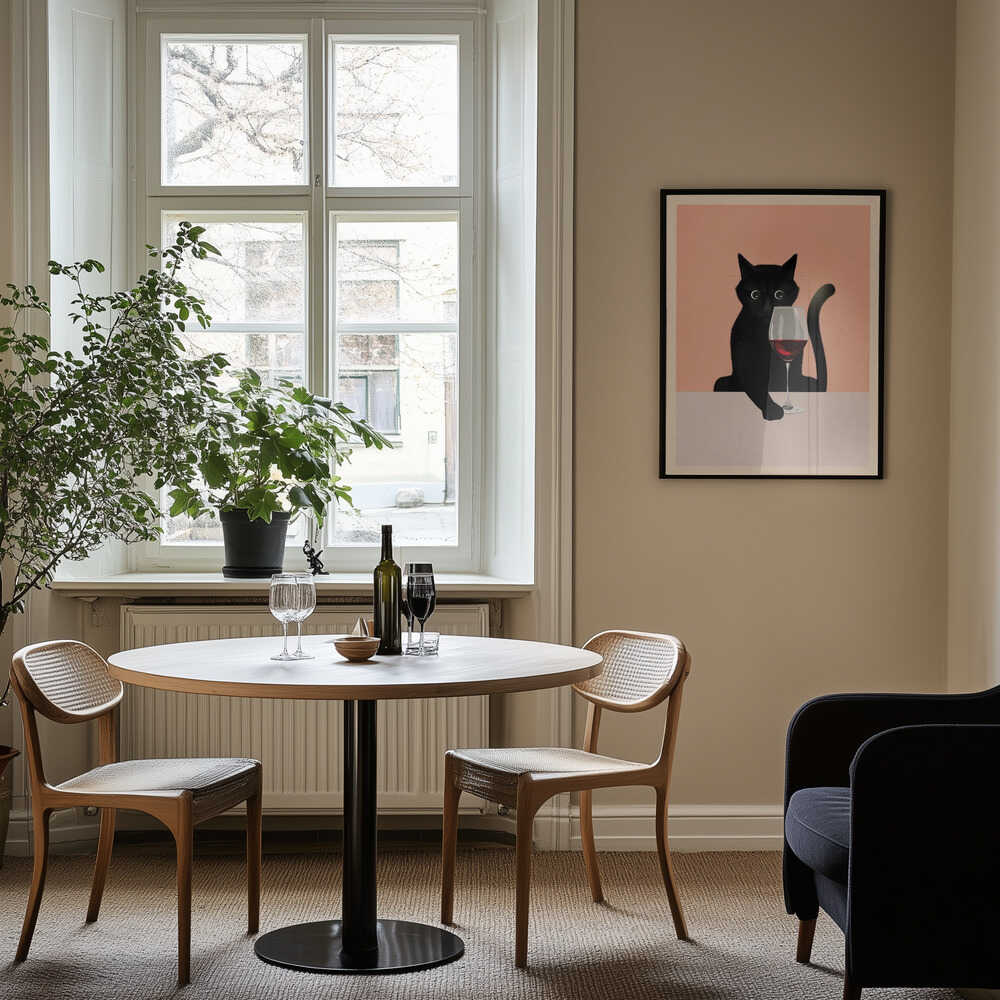 Svart katt och vinglas