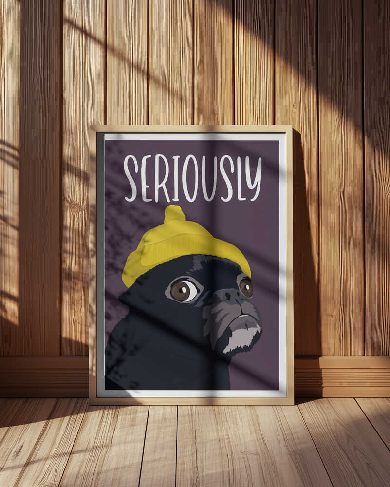 Serious Pug Yellow Beanie