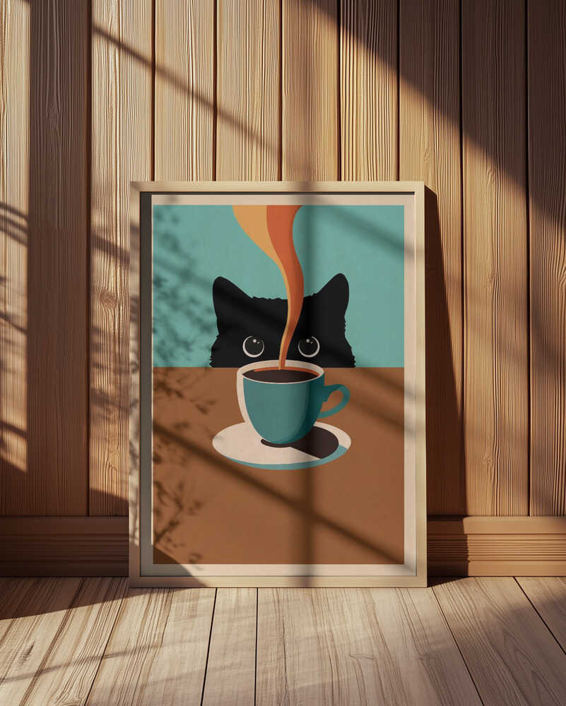 Nyfiken katt och kaffe