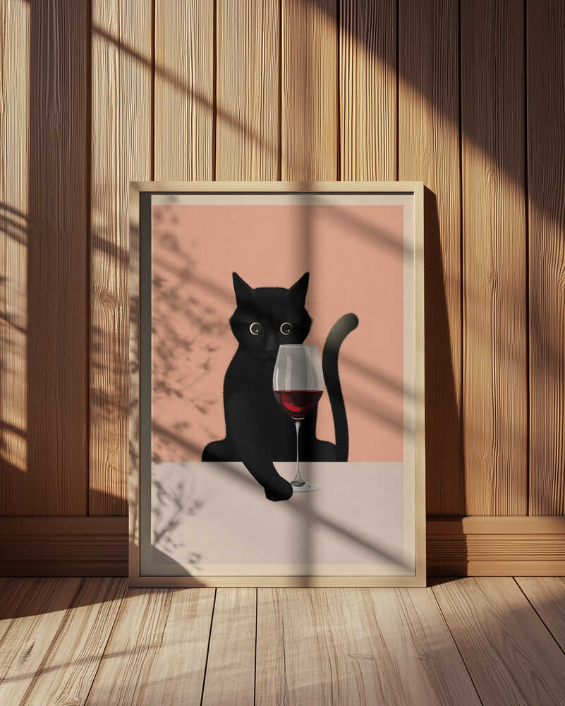 Svart katt och vinglas