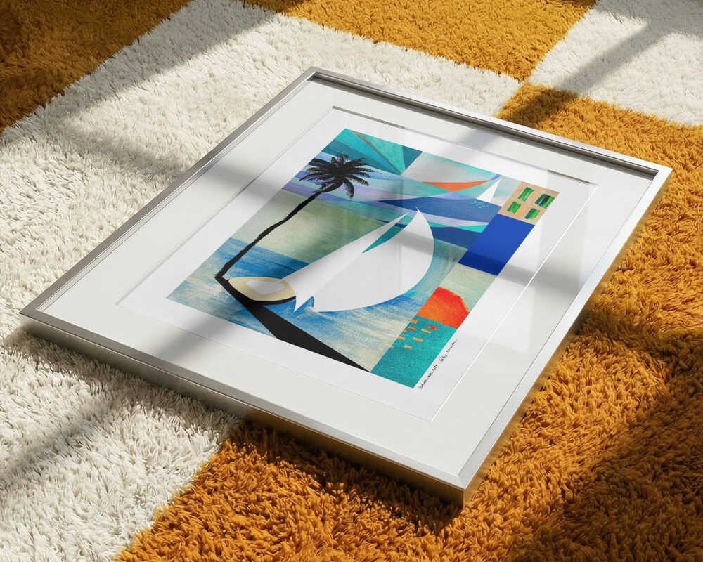 Abstract Coastal Sailboat