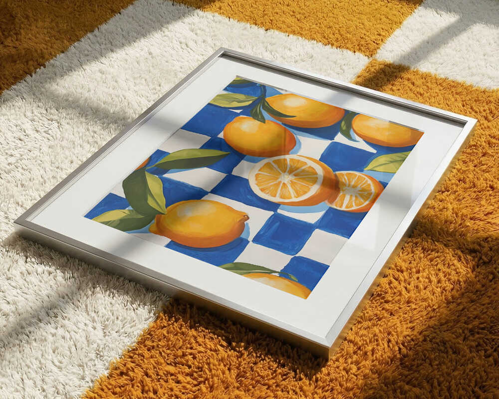 Oranges On Blue Checks