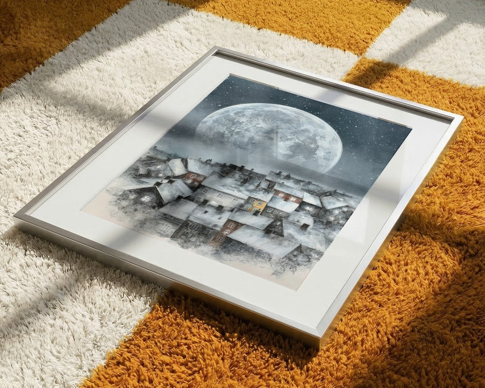 Moonlit Snowy Town