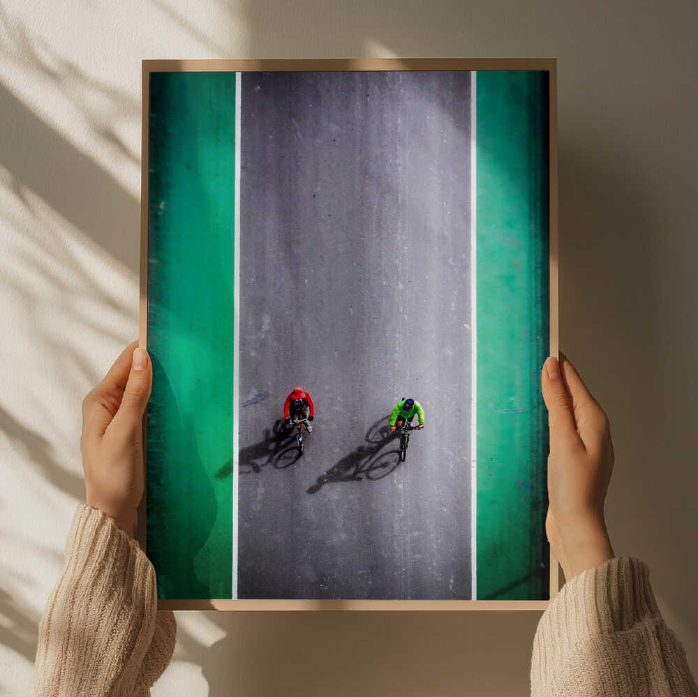 Overhead Cyclists Race