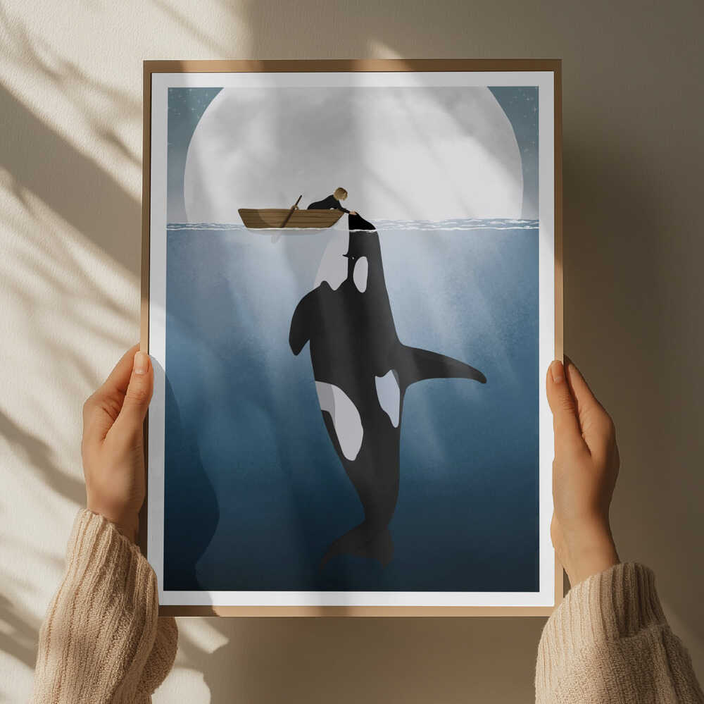 Man And Orca Moonlight