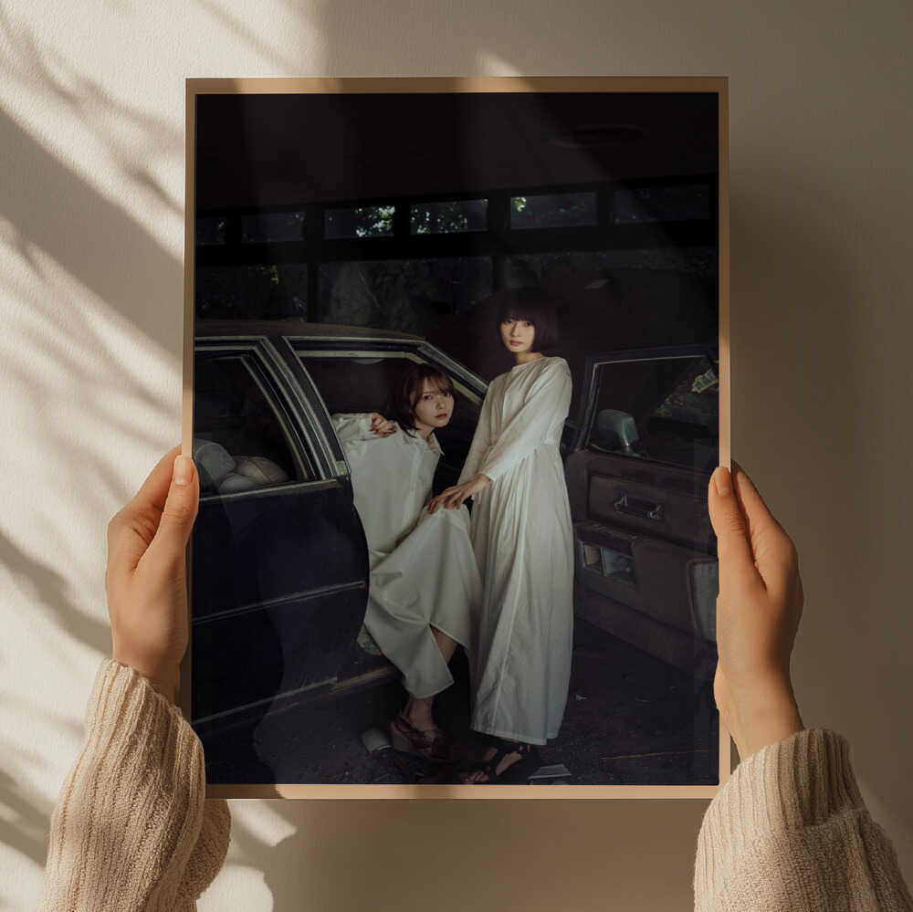 Two Women Vintage Car