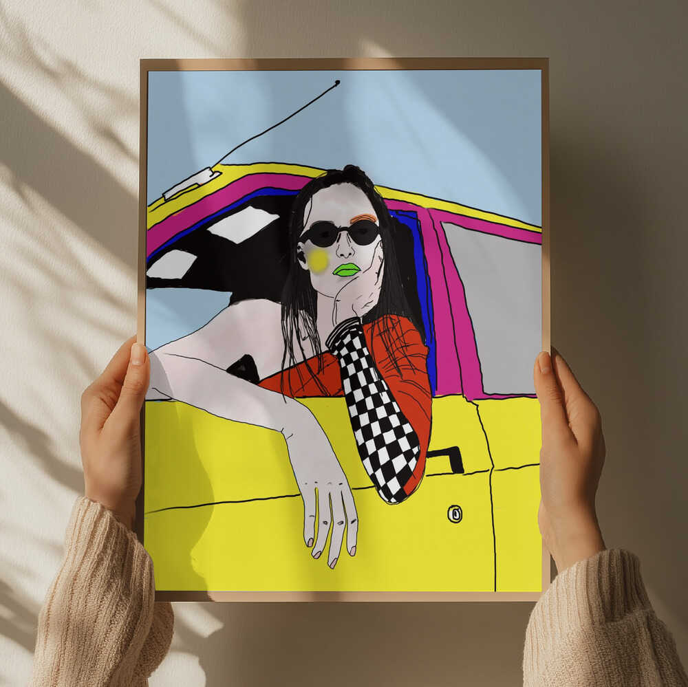 Cool Girl Yellow Car