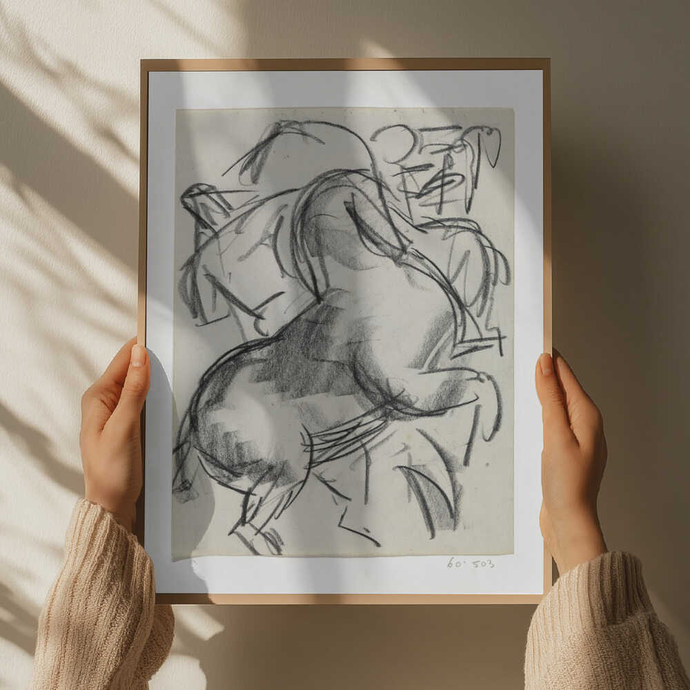 Steigerend Paard Met Figuur Op De Achtergrond