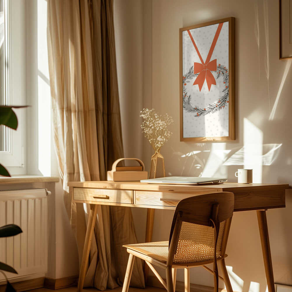 Julkrans i rött och vitt