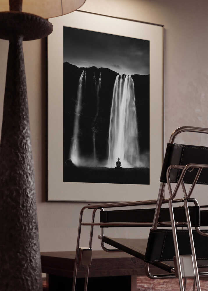 Meditating By Waterfall