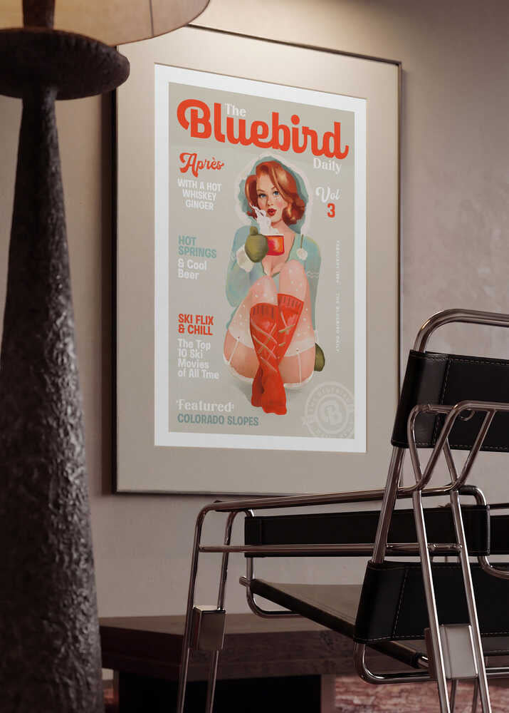 The Bluebird Daily Vintage Pin Up Ski Art