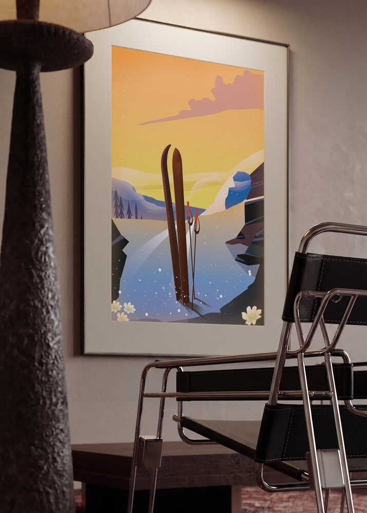 Winter Sunset Skis
