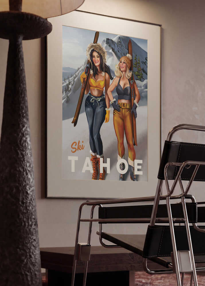 Tahoe California Vintage Pin Up Ski Bunnies