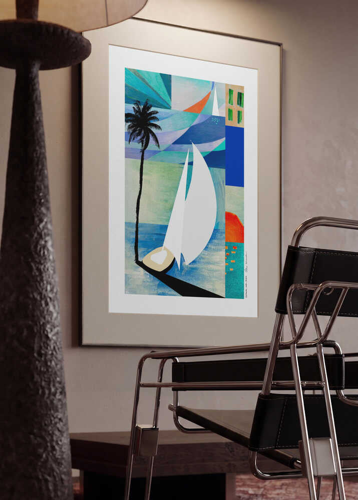 Abstract Coastal Sailboat