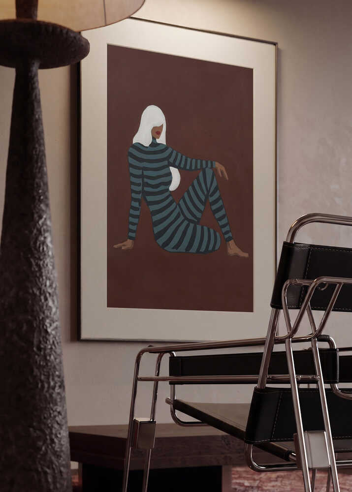 Striped Woman Sitting