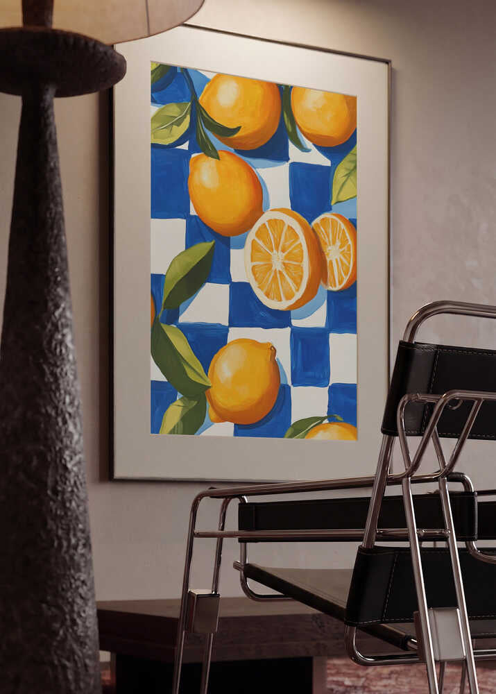 Oranges On Blue Checks