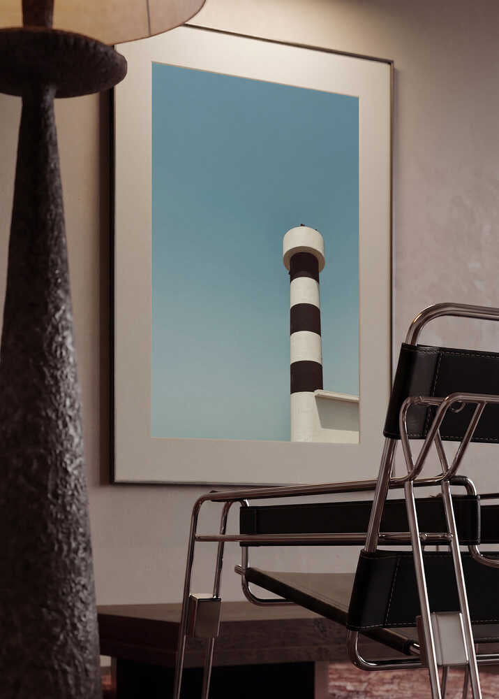 Striped Lighthouse Blue Sky