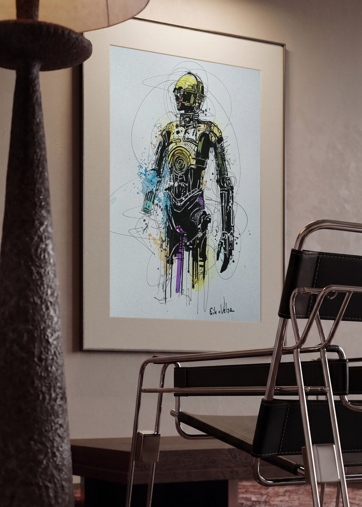 Golden Robot Abstract Art