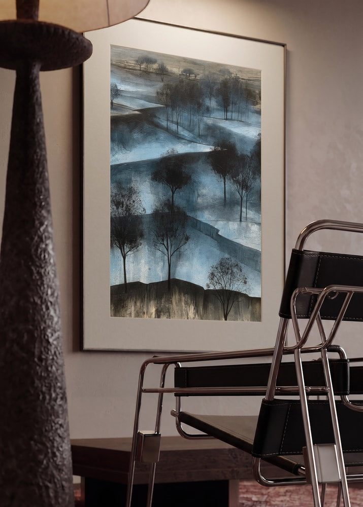 Misty Blue Winter Landscape