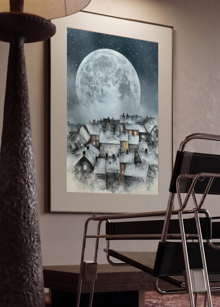 Moonlit Snowy Town
