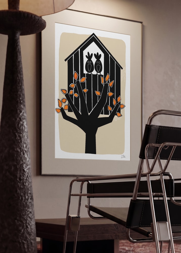 Two Birds in Birdhouse