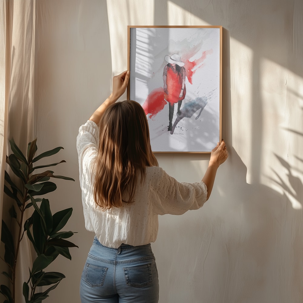 Red Dress Watercolor