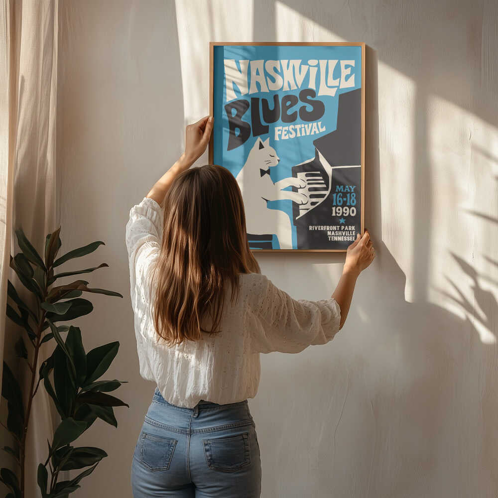Vintage Blues Cat Piano