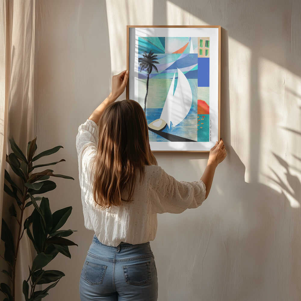 Abstract Coastal Sailboat