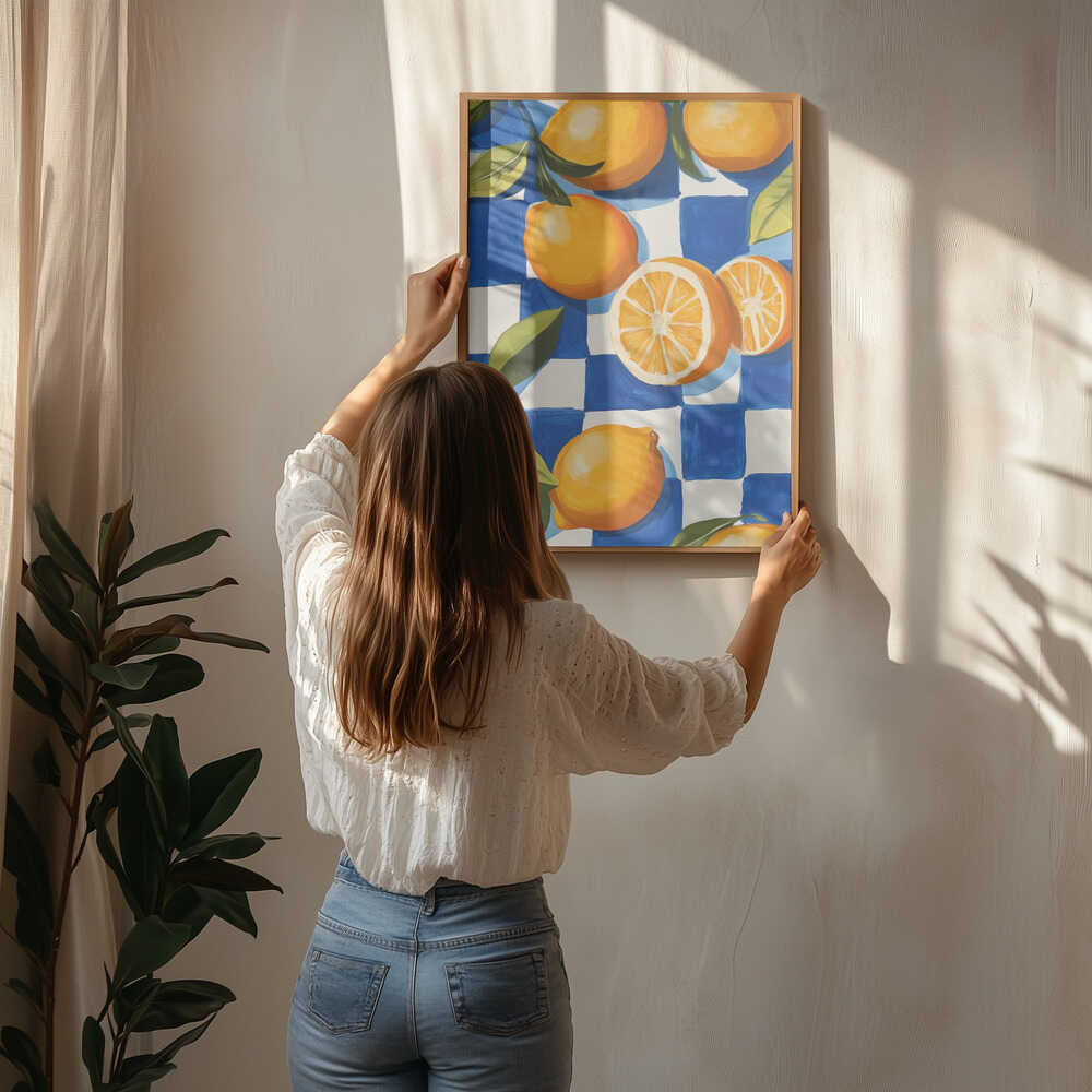 Oranges On Blue Checks