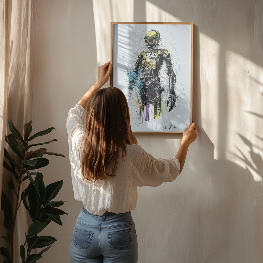 Golden Robot Abstract Art