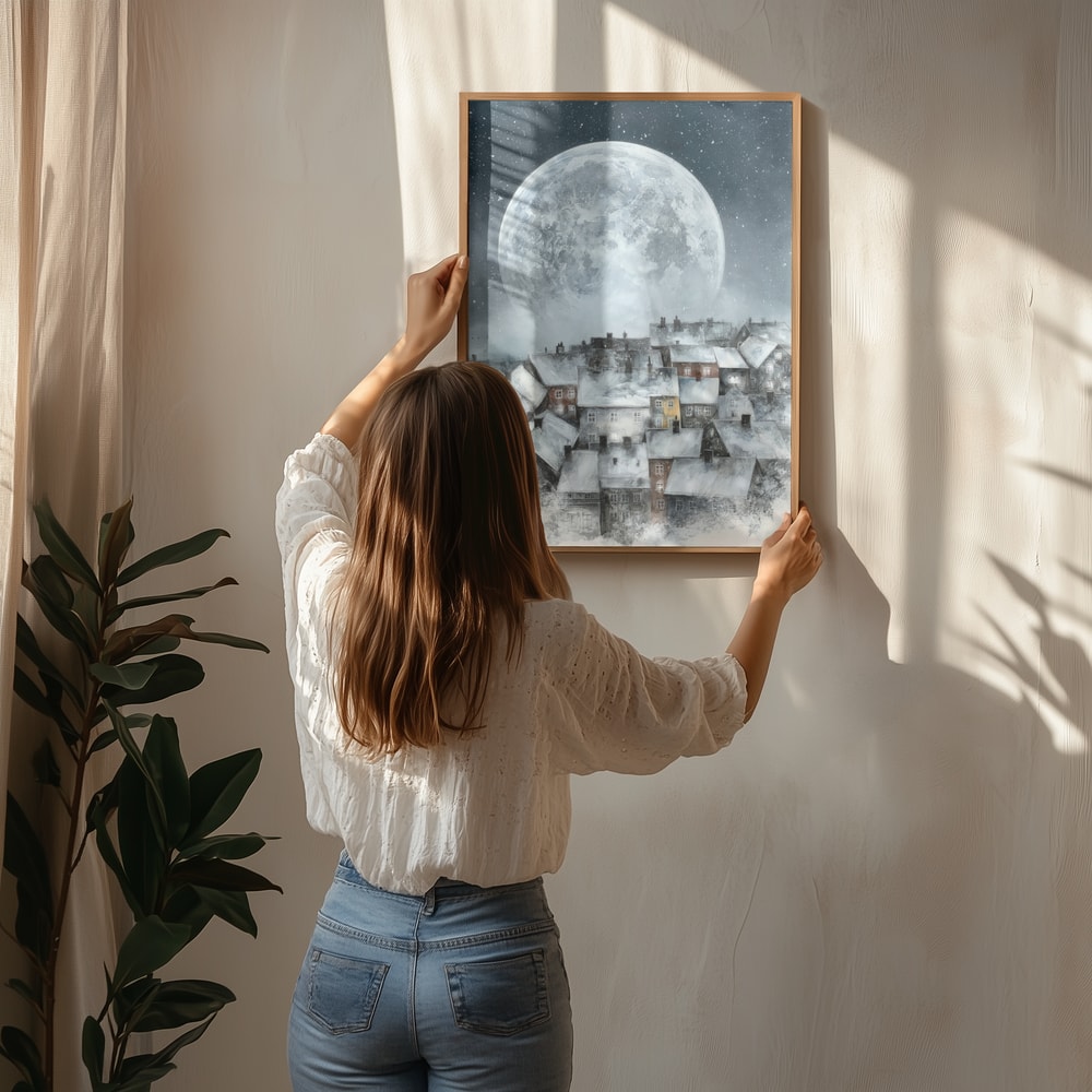 Moonlit Snowy Town